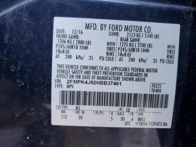 Photo 14 from auction – 2017 FORD EDGE SEL with VIN 2FMPK4J92HBB37461