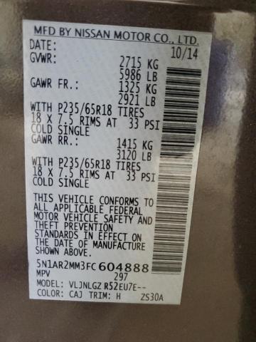Photo 14 from auction – 2015 NISSAN PATHFINDER with VIN 5N1AR2MM3FC604888