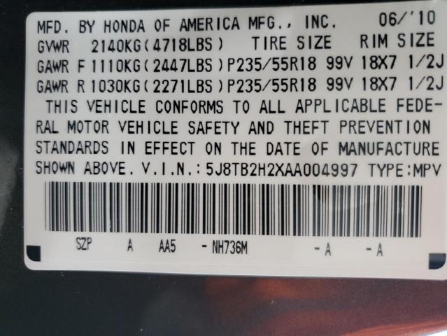 Photo 14 from auction – 2010 ACURA RDX with VIN 5J8TB2H2XAA004997