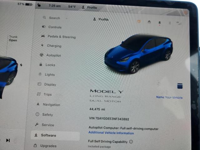 Photo 9 from auction – 2022 TESLA MODEL Y with VIN 7SAYGDEE3NF343892