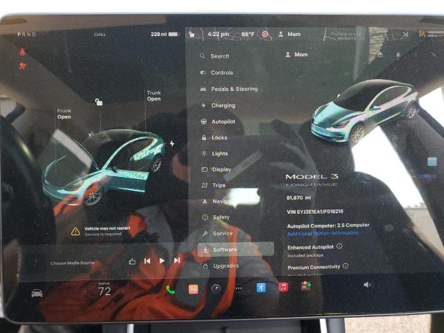 Photo 9 from auction – 2018 TESLA MODEL 3 with VIN 5YJ3E1EA1JF016216