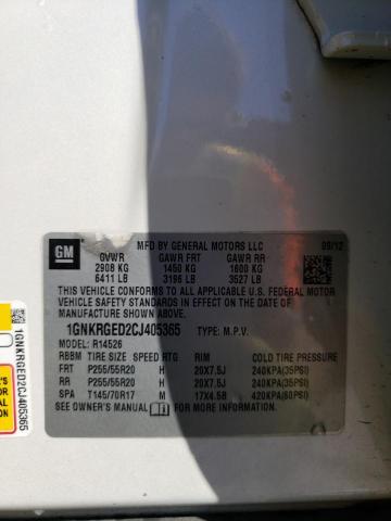 Photo 14 from auction – 2012 CHEVROLET TRAVERSE L with VIN 1GNKRGED2CJ405365