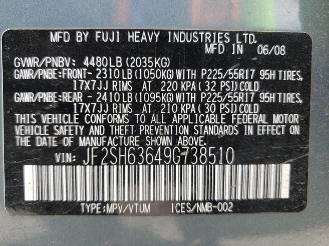 Photo 14 from auction – 2009 SUBARU FORESTER 2 with VIN JF2SH63649G738510