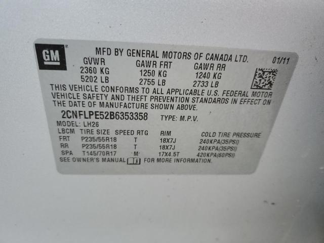 Photo 14 from auction – 2011 CHEVROLET EQUINOX LT with VIN 2CNFLPE52B6353358