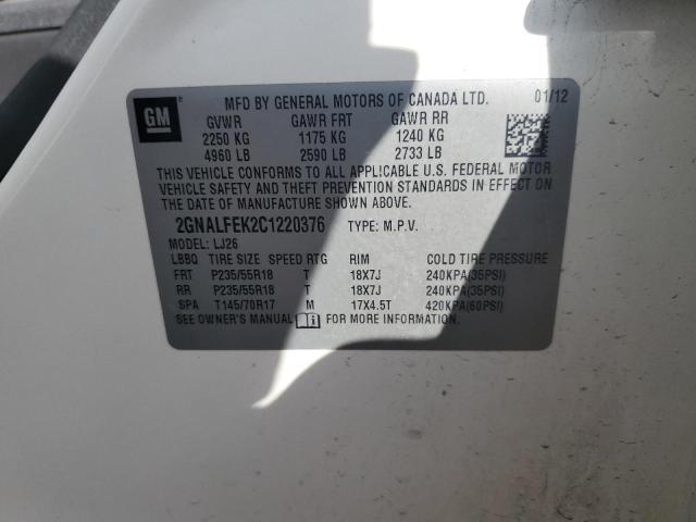 Photo 14 from auction – 2012 CHEVROLET EQUINOX LT with VIN 2GNALFEK2C1220376