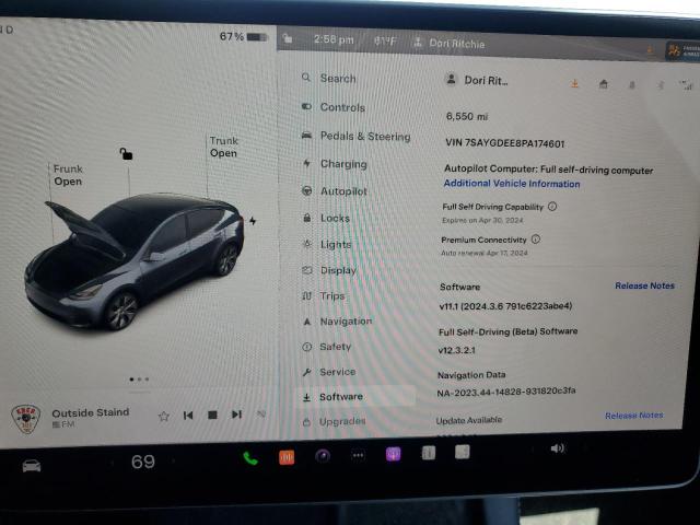Photo 9 from auction – 2023 TESLA MODEL Y with VIN 7SAYGDEE8PA174601