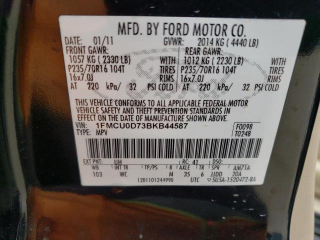 Photo 14 from auction – 2011 FORD ESCAPE XLT with VIN 1FMCU0D73BKB44587