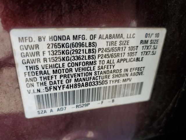 Photo 14 from auction – 2010 HONDA PILOT TOUR with VIN 5FNYF4H89AB033505