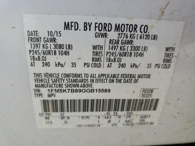 Photo 14 from auction – 2016 FORD EXPLORER with VIN 1FM5K7B89GGB15589