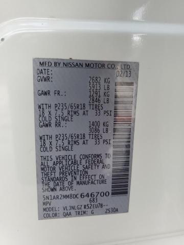 Photo 14 from auction – 2013 NISSAN PATHFINDER with VIN 5N1AR2MM8DC646700