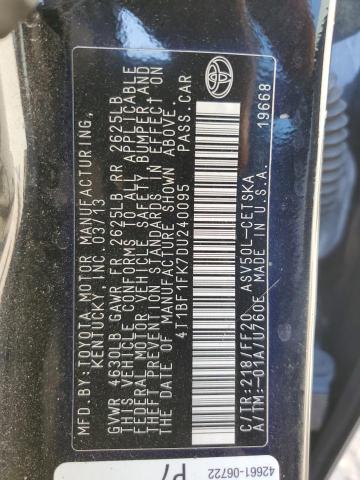 Photo 10 from auction – 2013 TOYOTA CAMRY L with VIN 4T1BF1FK7DU240095