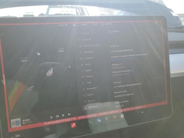 Photo 9 from auction – 2023 TESLA MODEL Y with VIN 7SAYGAEE0PF905779
