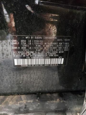 Photo 14 from auction – 2022 SUBARU OUTBACK PR with VIN 4S4BTAFC5N3175885
