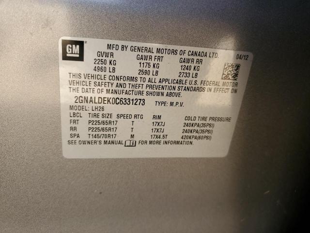 Photo 14 from auction – 2012 CHEVROLET EQUINOX LT with VIN 2GNALDEK0C6331273