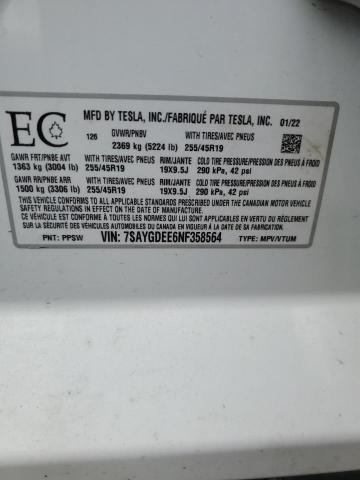 Photo 14 from auction – 2022 TESLA MODEL Y with VIN 7SAYGDEE6NF358564