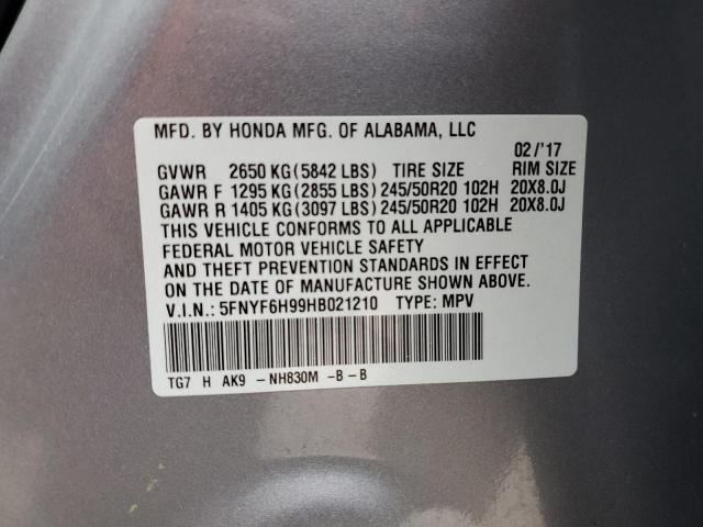 Photo 14 from auction – 2017 HONDA PILOT TOUR with VIN 5FNYF6H99HB021210