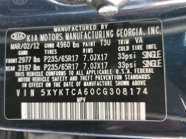 Photo 14 from auction – 2012 KIA SORENTO BA with VIN 5XYKTCA60CG308174