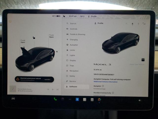 Photo 9 from auction – 2022 TESLA MODEL 3 with VIN 5YJ3E1EA4NF290807