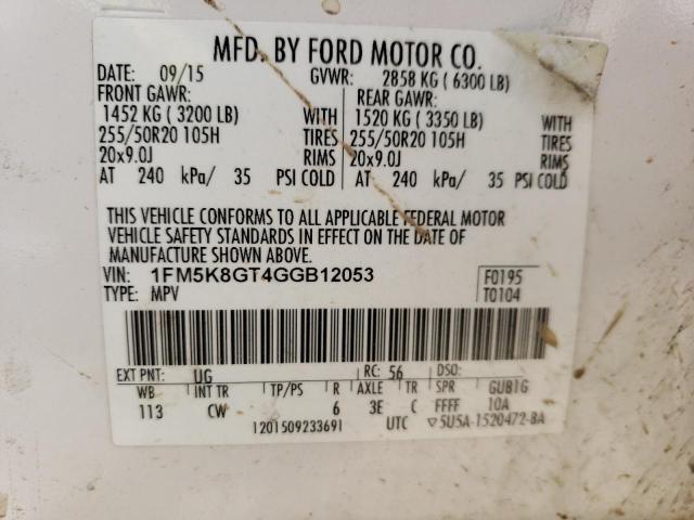 Photo 14 from auction – 2016 FORD EXPLORER S with VIN 1FM5K8GT4GGB12053