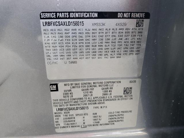 Photo 14 from auction – 2020 BUICK ENVISION E with VIN LRBFXCSAXLD158015