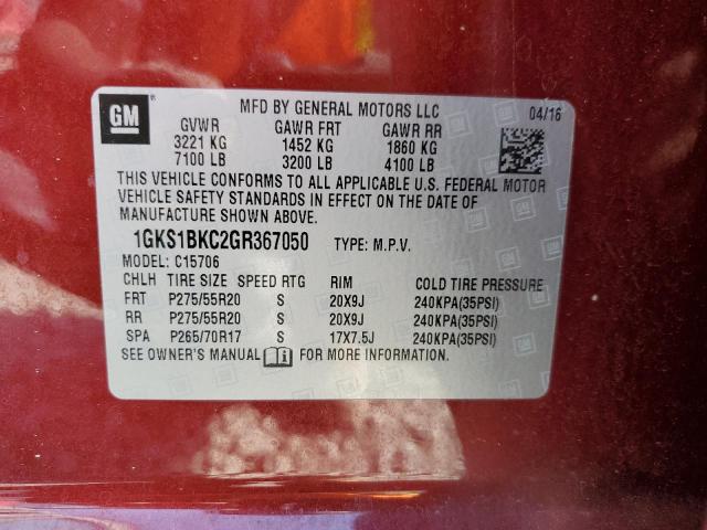 Photo 14 from auction – 2016 GMC YUKON SLT with VIN 1GKS1BKC2GR367050