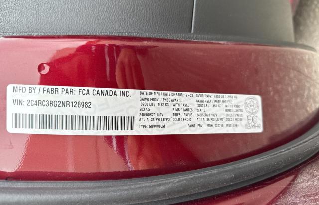 Photo 10 from auction – 2022 CHRYSLER PACIFICA T with VIN 2C4RC3BG2NR126982