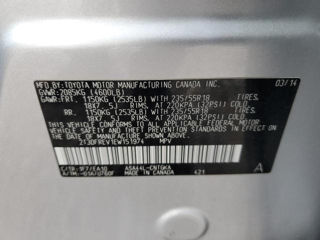 Photo 14 from auction – 2014 TOYOTA RAV4 LIMIT with VIN 2T3DFREV1EW151974