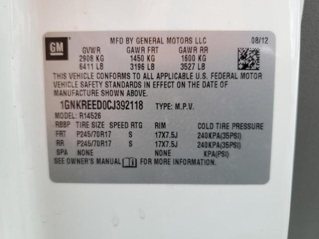 Photo 14 from auction – 2012 CHEVROLET TRAVERSE L with VIN 1GNKREED0CJ392118