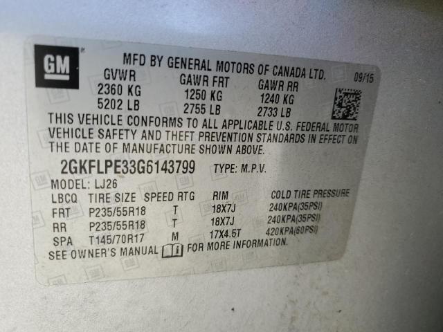 Photo 14 from auction – 2016 GMC TERRAIN SL with VIN 2GKFLPE33G6143799