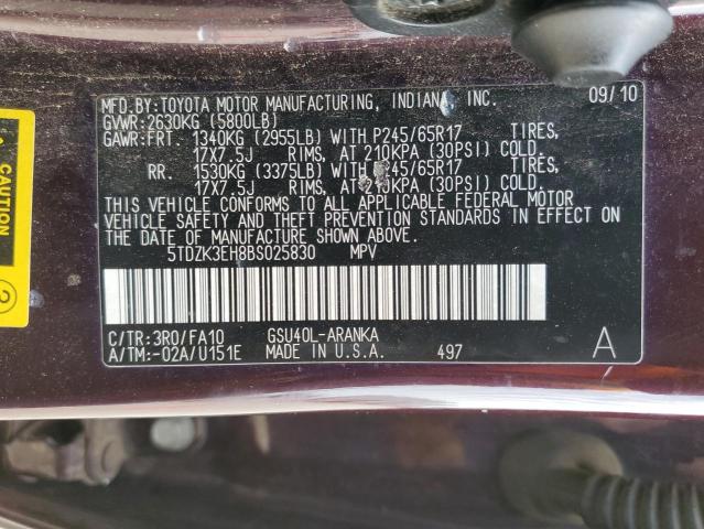 Photo 14 from auction – 2011 TOYOTA HIGHLANDER with VIN 5TDZK3EH8BS025830