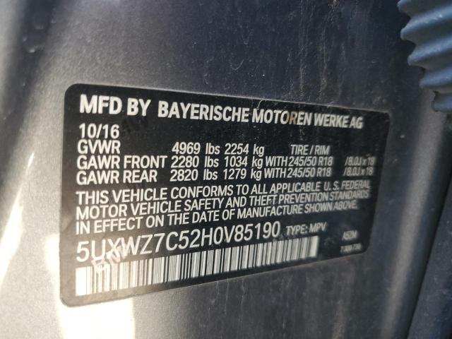 Photo 14 from auction – 2017 BMW X3 SDRIVE2 with VIN 5UXWZ7C52H0V85190