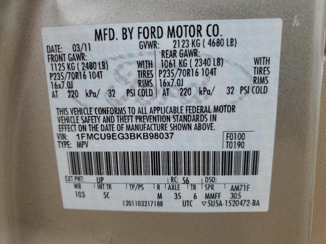 Photo 14 from auction – 2011 FORD ESCAPE LIM with VIN 1FMCU9EG3BKB98037