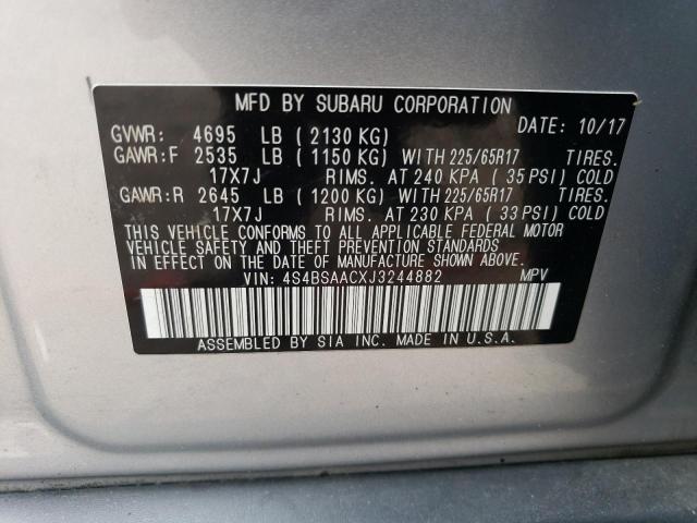 Photo 14 from auction – 2018 SUBARU OUTBACK 2. with VIN 4S4BSAACXJ3244882