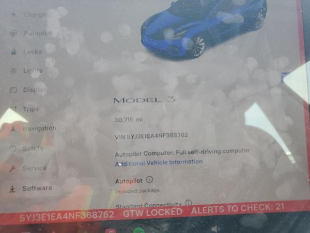 Photo 9 from auction – 2022 TESLA MODEL 3 with VIN 5YJ3E1EA4NF368762