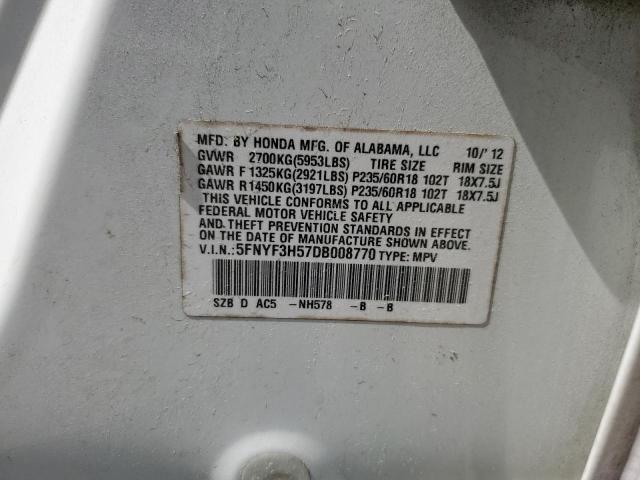 Photo 14 from auction – 2013 HONDA PILOT EXL with VIN 5FNYF3H57DB008770
