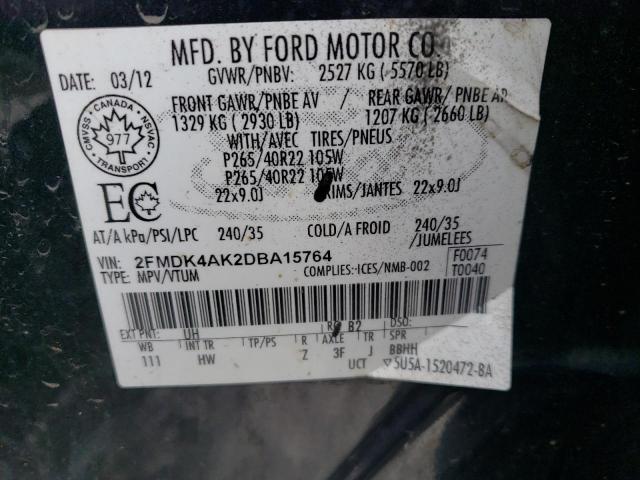 Photo 14 from auction – 2013 FORD EDGE SPORT with VIN 2FMDK4AK2DBA15764