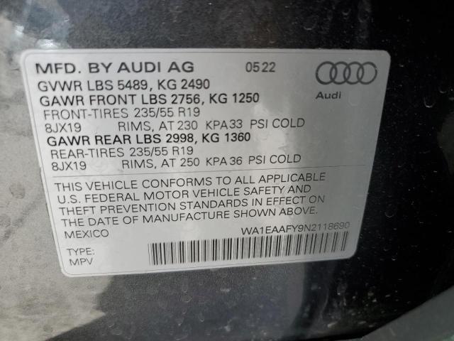 Photo 14 from auction – 2022 AUDI Q5 PREMIUM with VIN WA1EAAFY9N2118690