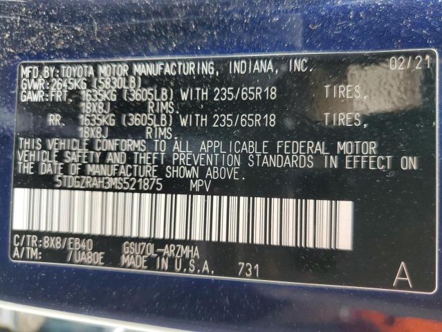 Photo 14 from auction – 2021 TOYOTA HIGHLANDER with VIN 5TDGZRAH3MS521875