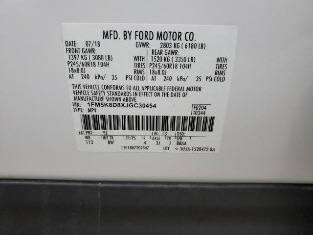 Photo 14 from auction – 2018 FORD EXPLORER X with VIN 1FM5K8D8XJGC30454