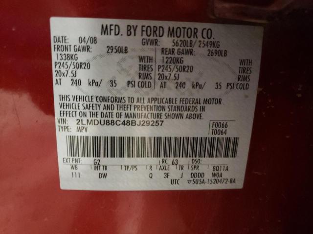 Photo 14 from auction – 2008 LINCOLN MKX with VIN 2LMDU88C48BJ29257