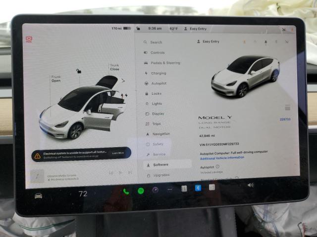 Photo 9 from auction – 2021 TESLA MODEL Y with VIN 5YJYGDEE0MF229733