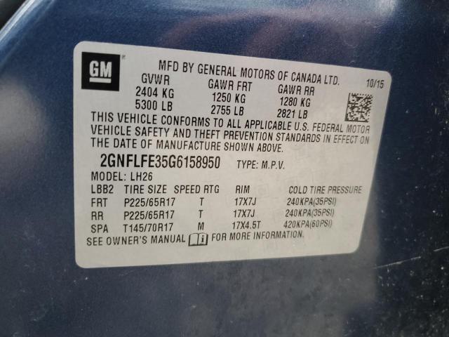 Photo 14 from auction – 2016 CHEVROLET EQUINOX LT with VIN 2GNFLFE35G6158950