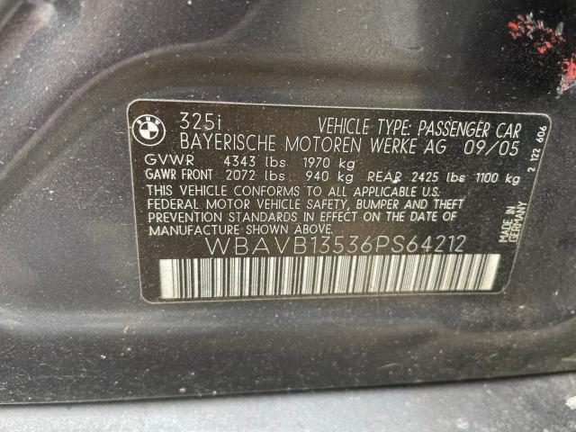 Photo 10 from auction – 2006 BMW 325 I with VIN WBAVB13536PS64212