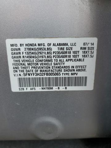Photo 14 from auction – 2015 HONDA PILOT SE with VIN 5FNYF3H32FB005065