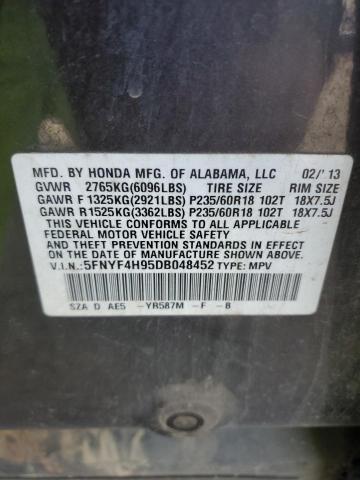 Photo 14 from auction – 2013 HONDA PILOT TOUR with VIN 5FNYF4H95DB048452