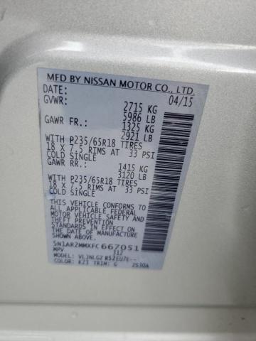 Photo 14 from auction – 2015 NISSAN PATHFINDER with VIN 5N1AR2MMXFC667051