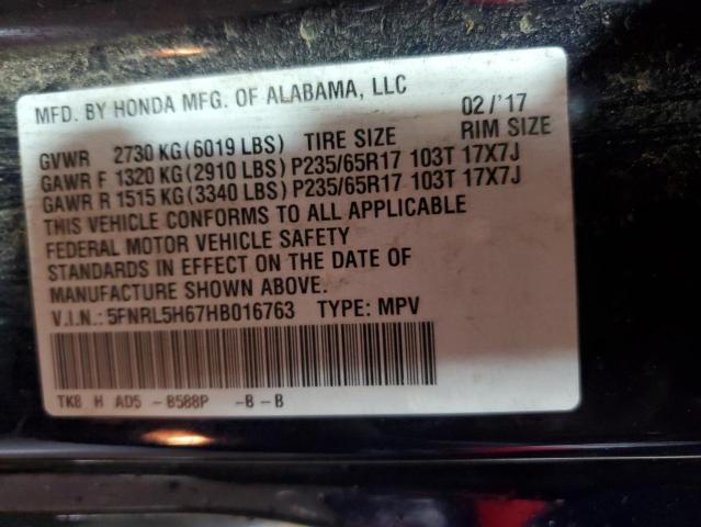 Photo 14 from auction – 2017 HONDA ODYSSEY EX with VIN 5FNRL5H67HB016763