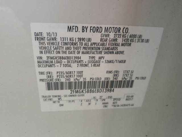 Снимка 14 от търг – 2014 FORD FLEX SE с VIN 2FMGK5B86EBD13984