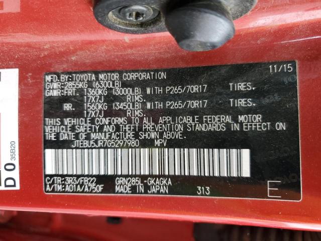 Photo 14 from auction – 2016 TOYOTA 4RUNNER SR with VIN JTEBU5JR7G5297980