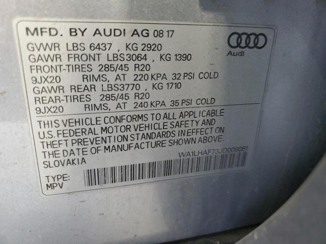 Photo 14 from auction – 2018 AUDI Q7 PREMIUM with VIN WA1LHAF73JD008081